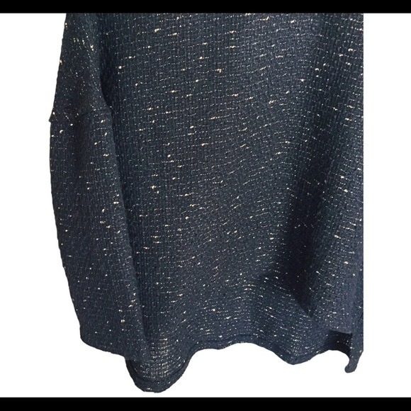 ZARA Woman Metallic Confetti Tweed Boxy Sweater With Back Keyhole Black Sz Small - Picture 4 of 12